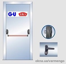 Антипаника G-U для одной створки, 1-но точечное запирание с наружной ручкой.